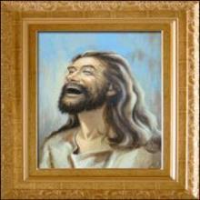 (가죽 재질) 웃으시는 예수님 (옆모습) - 액자 크기 55 x 65 cm